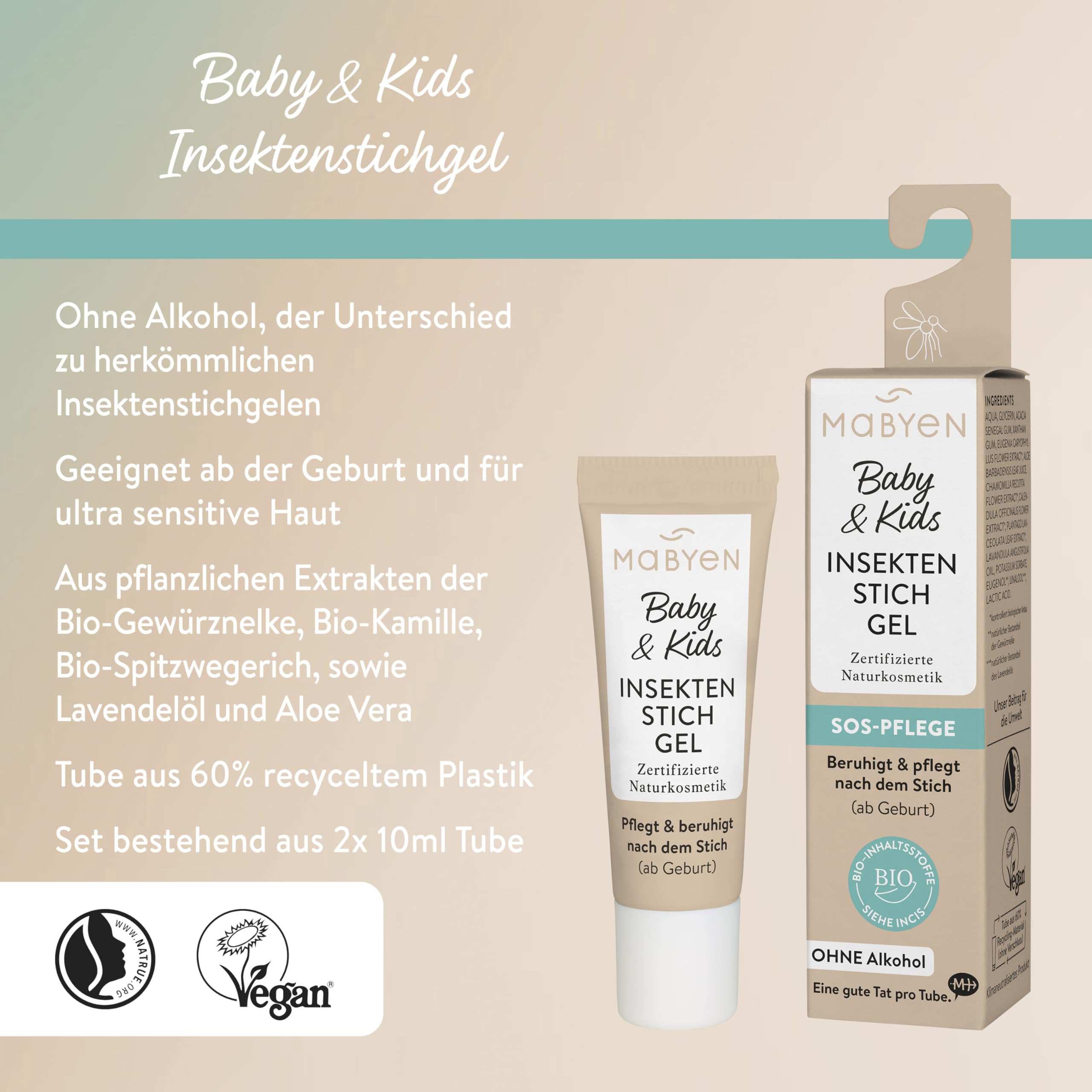 MABYEN Insektenstichgel für Babys und Kinder ab Geburt, alkoholfrei, 2x10ml 2