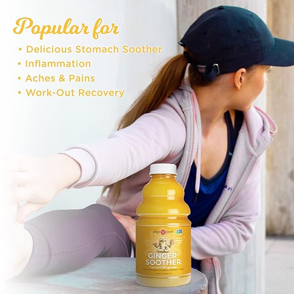 TURMERIC GINGERADE, GINGER SOOTHER BY THE GINGER PEOPLE – DRUG FREE DIGESTIVE HEALTH, TURMERIC FLAVOR, PREMIUM QUALITY TURMERIC JUICE, SINGLE – 32 OZ (PACK OF 1)