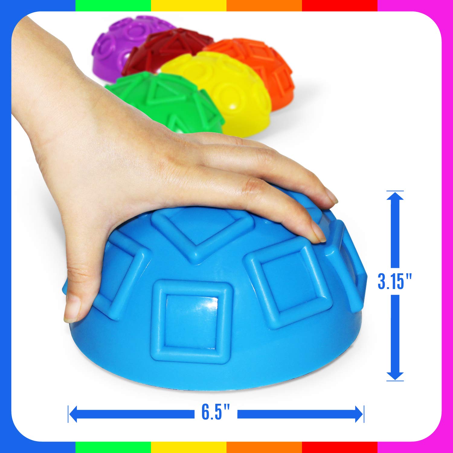 Yes4All Hedgehog Balance Pods for Exercise, Core Body Balancing, Balance Pods for Any Age Group with Hand Pump - Set of 6