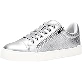 Jeossy Women's Flat Low Top Casual Fashion Sneakers Round Toe Shoes with Zipper