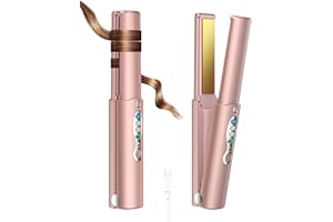 URJD Portable Titanium Cordless Hair Straightener, Heats Up in Seconds & Lasts Up to 50 Minutes & USB Rechargeable, Dual Voltage Mini Travel Flat Iron Straightening for Small Touch-Ups - Not for Thick Hair