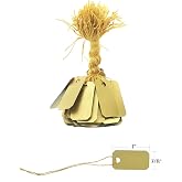 100 Pcs Elegant Jewelry String Tags Perfect for Gifts or Business (1" x 1/2" - 100 Pack, Gold)