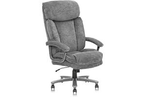 CLATINA Ergonomic Big and Tall Executive Office Chair with Upholstered Swivel 400lbs High Capacity Adjustable Height Thick Padding Headrest and Armrest for Home Office Grey