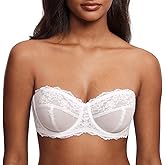 DOBREVA Unlined Lace Strapless Bra Sexy See Through Plus Size Convertible Underwire Bras