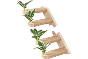 Meowoou Cat Wall Shelves,Modern & Durable 4 Steps Sisal Rope Stairs & Perch for Cat Climbing Wall Systems with Leaves Left Step A