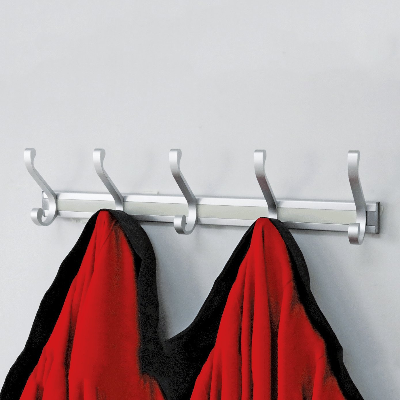 Wall Mounted Coat Hooks And Hat Rack Detached 5 Hooks White Finish Satin Nickel Hooks