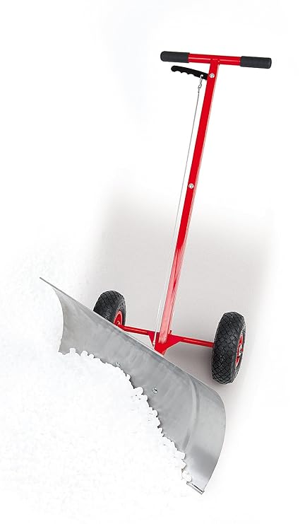 Schneeschieber mit Rädern mit 73x38cm Schneeschaufel aus Edelstahl, 119x73x40cm