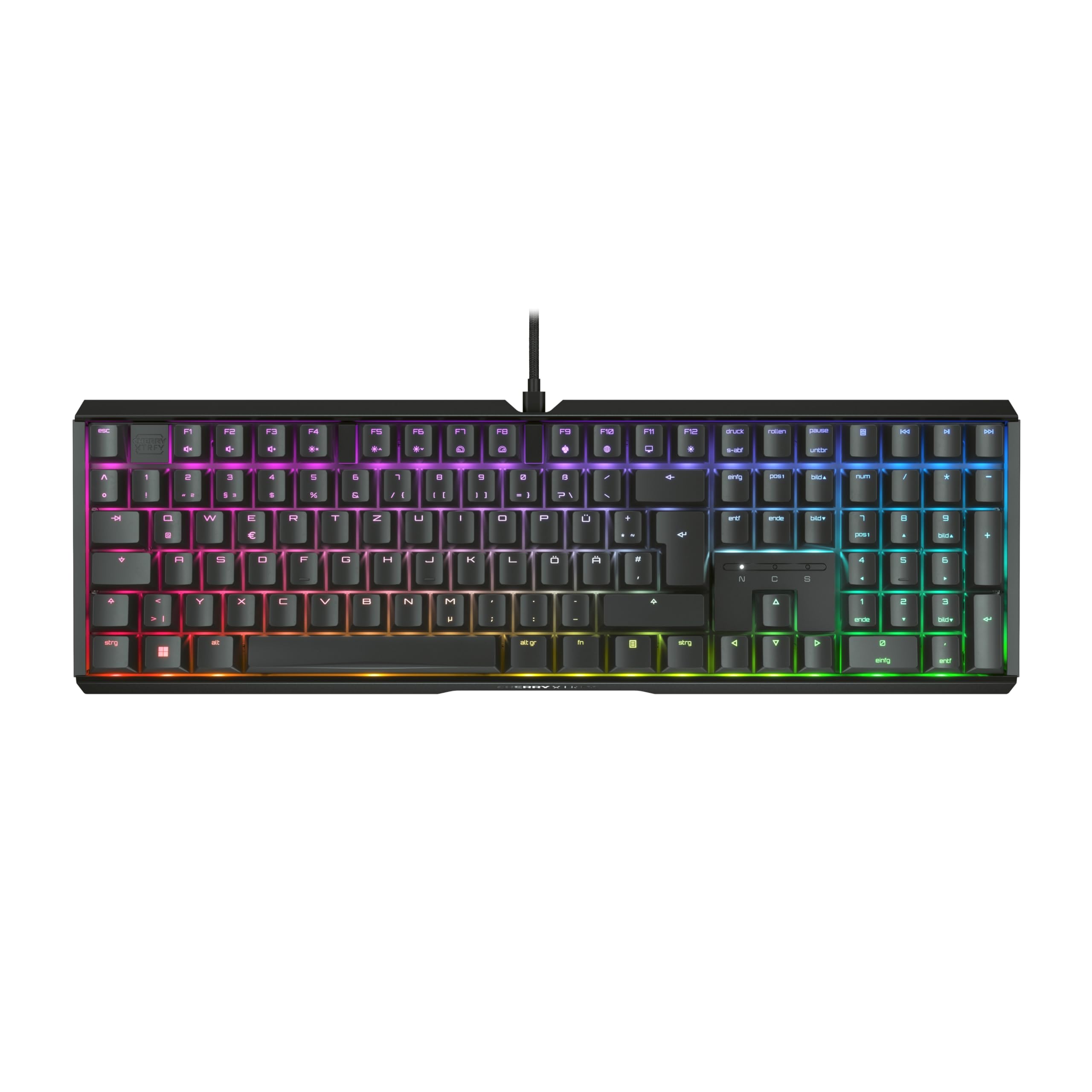 CHERRY XTRFY MX 3.1, Mechanische Gaming-Tastatur, Deutsches Layout (QWERTZ), RGB-Beleuchtung, Aluminium-Gehäuse, USB-A Anschluss, MX2A RED Switches, Schwarz