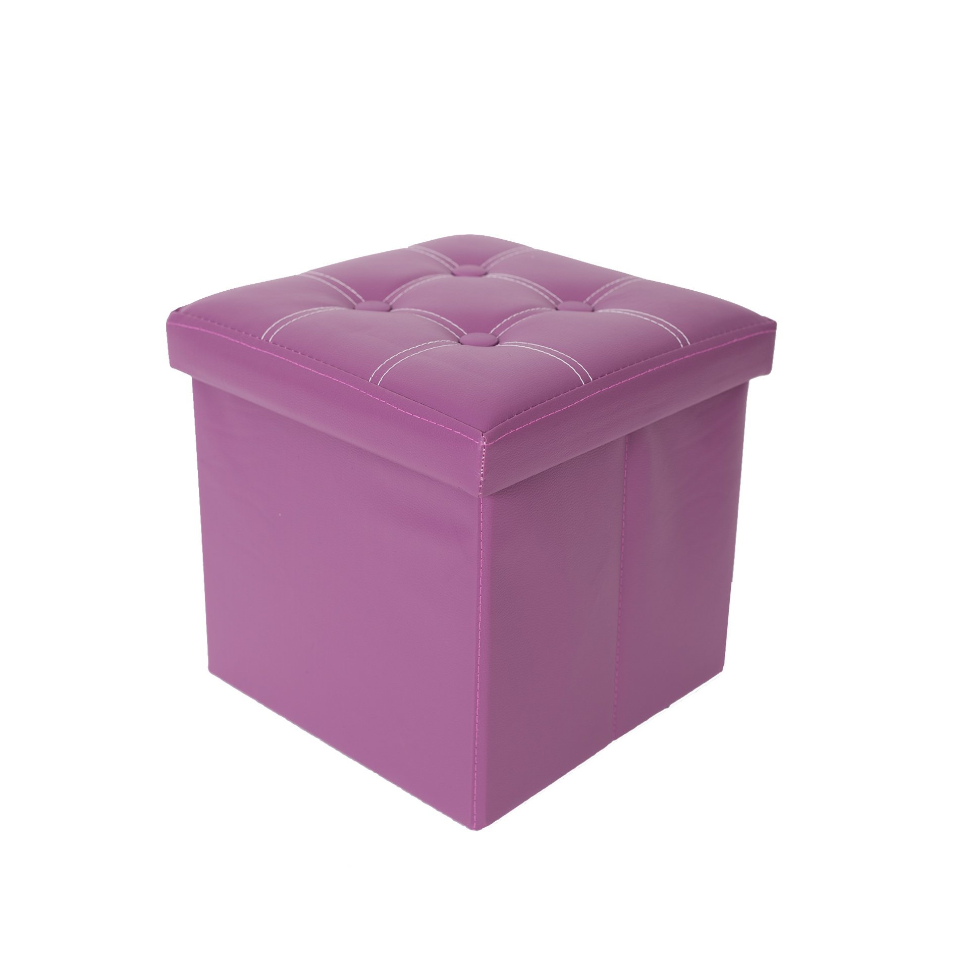 Rebecca Mobili Ottoman Footstool Pouffe Cubo Design Box Violet Faux Leather Home Decor Office bedroom Living - 30 x 30 x 30 cm (H x W x D) - Art. RE4634