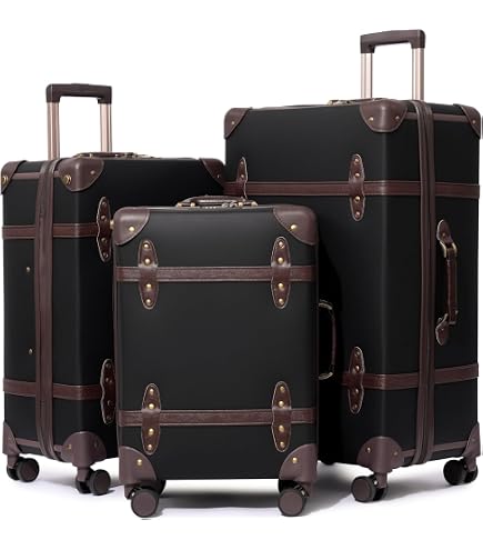 期間限定SALE！ VINTAGE ! 希少！ レザー製ケース ダークブラウン Amazon.com | NZBZ Vintage Luggage Set for Women, PU Leather Retro