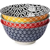 DOWAN Serving Bowls, Ceramic Large Salad Bowls Set, 8 inch 50oz Soup Bowls Set of 3 for Pho, Ramen, Pasta, Stackable and Micr