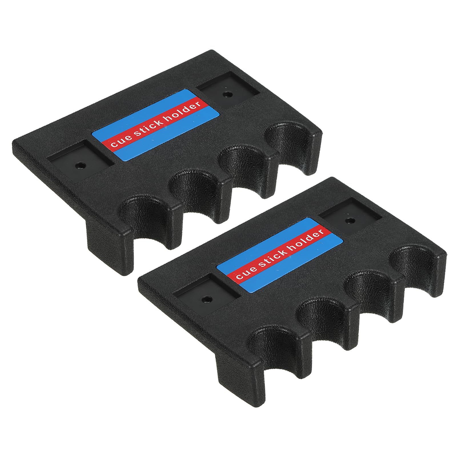 PATIKIL 2Pcs 4 Holes Cue Holder, Plastic Portable Pool Stick Holder Cue Rest Against Table for Billiard, Black