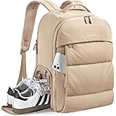 BAGSMART 30L Travel Backpack for Women, Carry on Backpack for Airplanes, Gym Backpack with Shoe Compartment, Lightweight Travel Bag Fits 15.6 Inch, Water-Resistant, Desert
