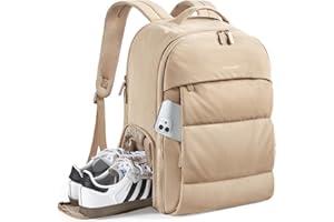 BAGSMART 30L Travel Backpack for Women, Carry on Backpack for Airplanes, Gym Backpack with Shoe Compartment, Lightweight Travel Bag Fits 15.6 Inch, Water-Resistant, Desert