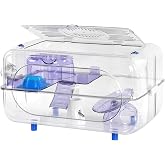 Large Hamster Cage Kit 24x13x14in for Syrian Hamsters &amp; Dwarf Hamsters | w/6" Deepened Base, &phi;6" Exercise Wheel, Large Platform, 2 Hide-Houses, Water Bottle, Food Bowl, Ladder, Expandable Tube Port