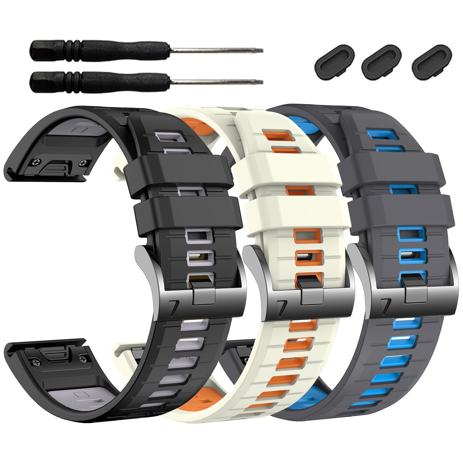 EZMVZKU 22mm Quickfit Watchbands for Garmin Fenix 8 AMOLED 47mm/7/7 pro/6/6 pro/5/5 Plus,Silicone Sport Straps for Forerunner 965/955/945/Approach S62/S70/tactix 8 47mm/Descent G2/quatix 7 Pro/7/6/5