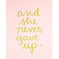 WORLD TRAVELER Eccolo Dayna Lee Collection Light Pink She Never Gave UP 8x10 Hardcover Journal/Notebook, 256 Acid-Free Lined Pages