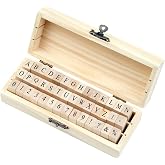 Opvixi 42 Pcs Letter Stamps, Rubber Alphabet Stamps for Scrapbooking | Small Wooden Scrapbooking Stamps Number and Symbol Stamp Set for DIY Crafts, Card Making, Scrapbook Supplies