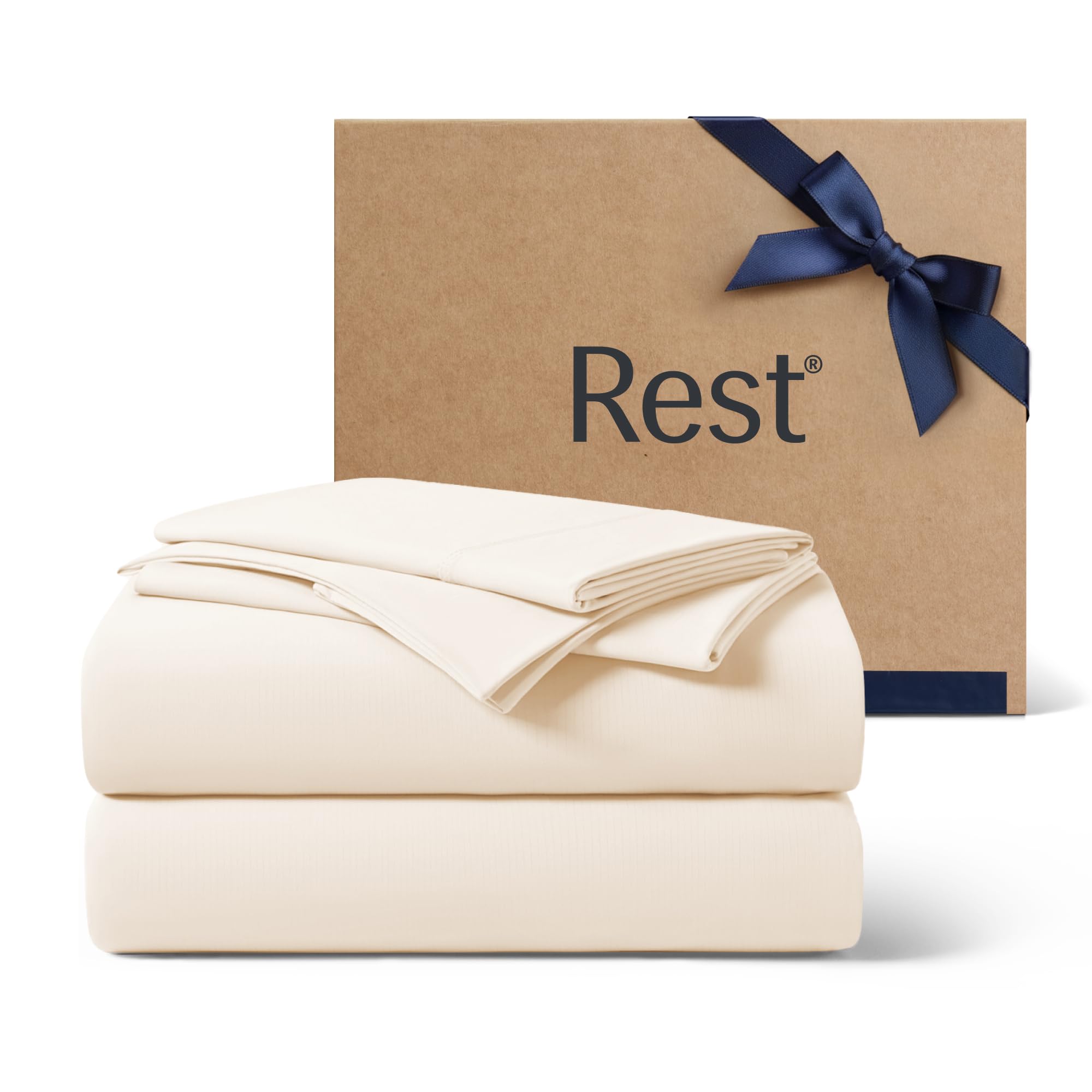 Photo 1 of REST® Evercool®+ Cooling Sheet Set, King Size, Snow Ivory, Breathable Bed Sheets for Hot Sleeper and Night Sweats, with Pillowcases, with Ionic+ Self-Cleaning Silver Yarn for Sensitive Skin, 4PCS