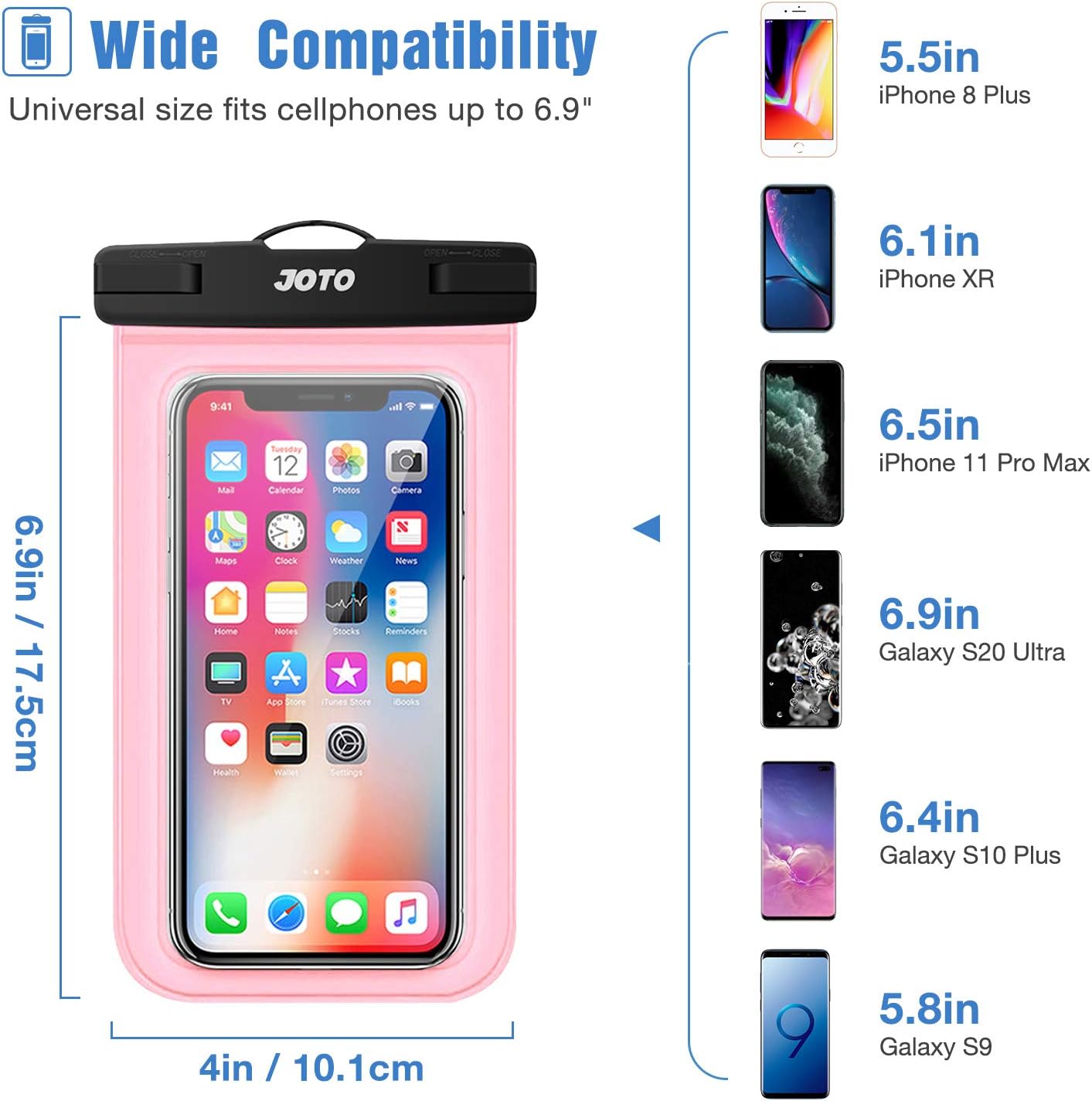 JOTO 2 Pack Waterproof Phone Pouch Case Up to 7" - Image 3