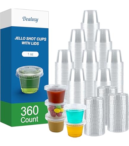 Amazon.com: 1 oz Containers with Lids | Disposable Plastic Jello Shot Cups  | Small Clear Plastic Condiment Cups For Sauce, Souffle, Salad Dressing,  Portion Control, Pack of 100: Industrial & Scientific