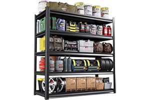 ZIWJHK 59''W Storage Shelves,5 Tier Garage Shelving 3500LBS Heavy Duty,Metal Shelves Adjustable Industrial Shelving Units,Rustproof Shelf Rack for Garage,Basement,Office,Easy Assembly