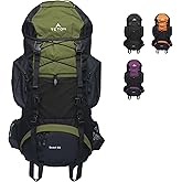 Teton 55L Scout Internal Frame Backpack for Hiking, Camping, Backpacking, Travel, Rain Cover Included, Olive