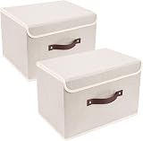 TYEERS Collapsible Storage Box with Lid Beige 38x25x25 cm Set of 2