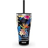 Tervis Traveler Tropical Floral Hibiscus Triple Walled Insulated Tumbler Travel Cup Keeps Drinks Cold & Hot, 30oz with Straw Lid, Stainless Steel