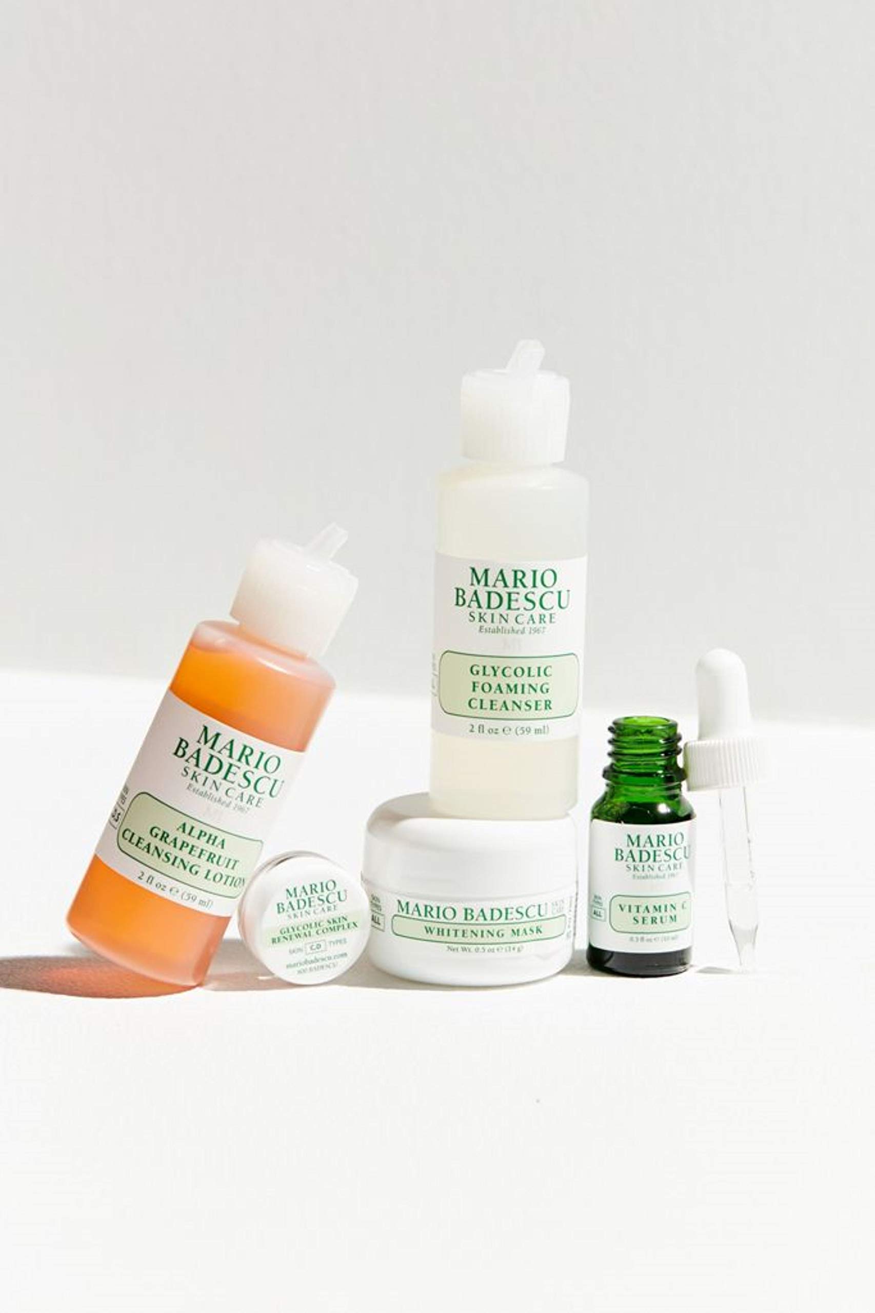 Mario Badescu The Brightening Kit, 5 Piece Kit With Glycolic Foaming Cleanser, Alpha Grapefruit Cleansing Lotion, Vitamin C Serum, Whitening Mask & Glycolic Skin Renewal Complex