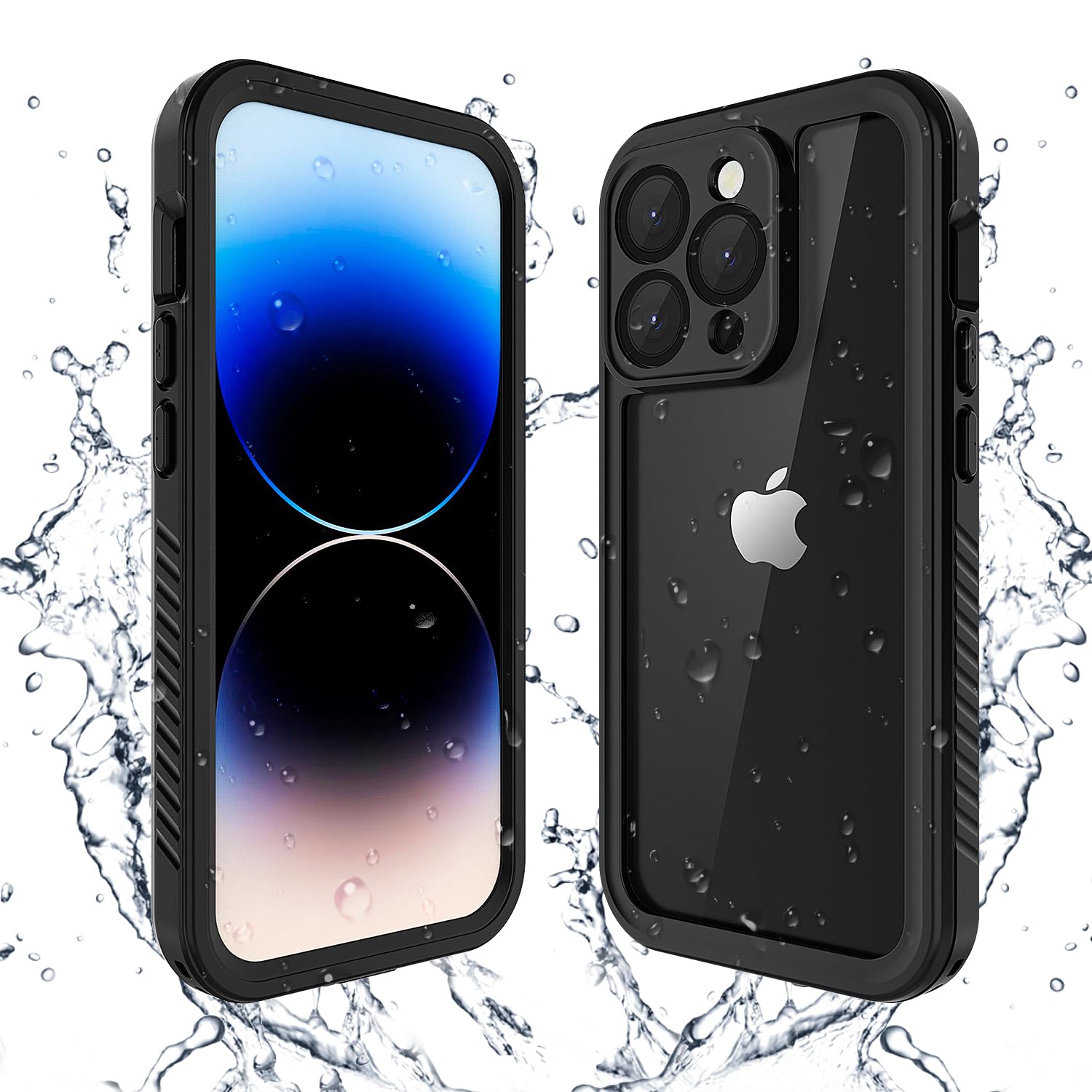 Lanenas for iPhone 14 Pro Case, 14 Pro Waterproof Case with Built-in Screen Protector, Full Body Heavy Duty Phone Case Dustproof Shockproof Case Cover for iPhone 14 Pro 6.1inch Black