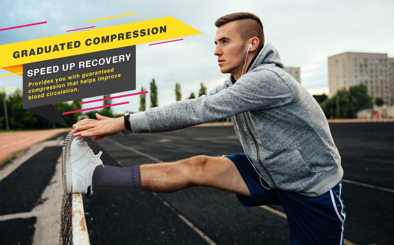 Modetro Sports Ankle Brace with Adjustable Strap, Compression Sleeve Socks for Ligament Damage - Image 5
