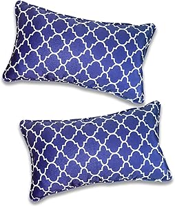 Vanteriam 2 Pack Indoor Outdoor Waterproof Lumbar Throw Pillow Cover ONLY, Decorative Rectangular Outdoor Pillow case with Piping for Patio Furniture Set, 12''x20'' MH-Y23 Dark Slateblue