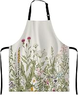 Wasach Waterproof Apron - Wild Flowers Floral Print - Cooking Baking Gardening view 1