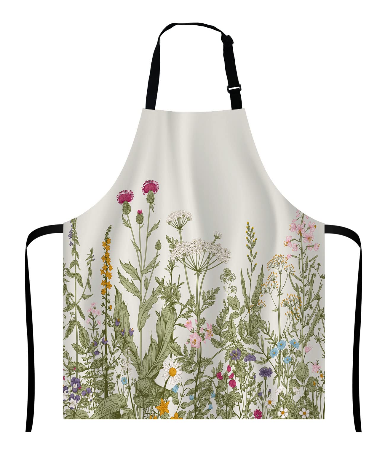 Wasach Herbs and wild flowers Apron Home Kitchen Waterproof Cooking Baking Gardening for Women Men