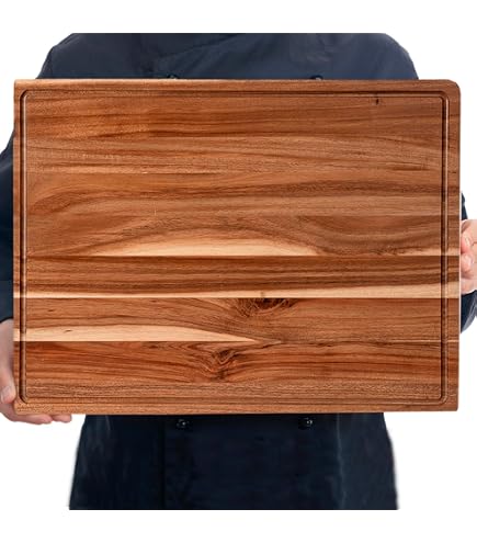 Tabla De Cortar De Acacia Extra Grande 24x18 Pulgadas - Con Ranura Para Jugos, Multiusos Cocina