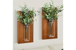 LZHEVSK Wall Decor Wood Wall Planters for Indoor Plants Set of 2, Farmhouse Wall Decor Wood Vase for Decor Dried Flowers and Faux Greenery, Modern Wall Decor for Bathroom, Living Room, Kitchen