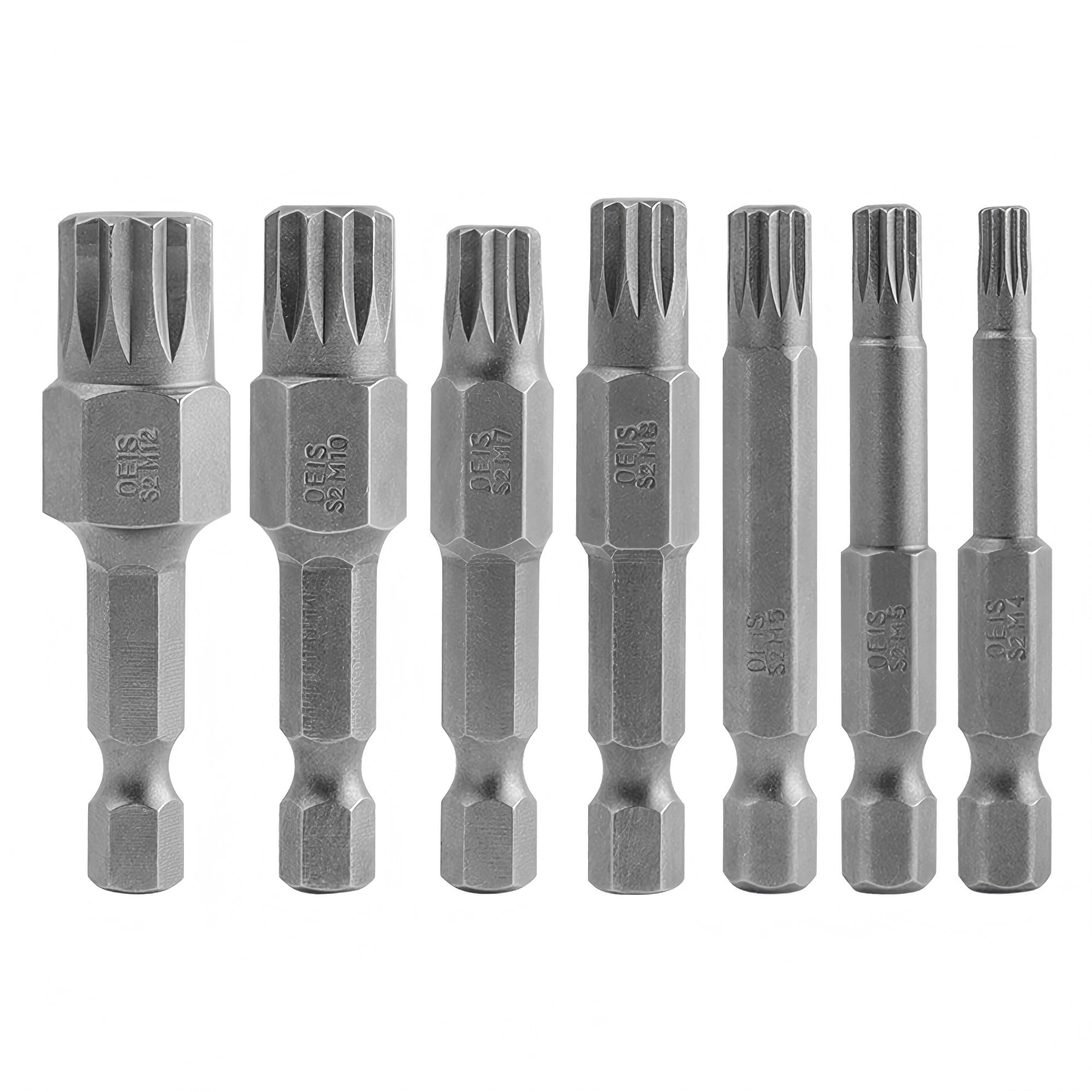 Photo 1 of 7 Pcs Besgle Triple Square Spline Bit Set, 1/4" Hex Shank 12-Point Magnetic Torx Screwdriver Bits, Quick Change Spline Drive Bits, M4 M5 M6 M7 M8 M10 M12