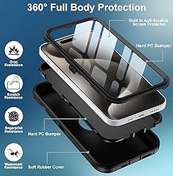 for iPhone 15 Pro Max Case, with Built in Screen