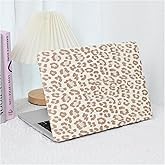 BYCeke Compatible with MacBook Air 15 inch Case 2025-2023 M4 A3241 M3 A3114 M2 A2941,Leather Leopard Print for Mac Air 15,Cheetah Case with Keyboard Cover for MacBook Air15 Cow Pattern,Leopard White