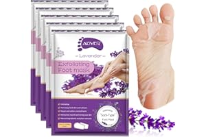 AVASEE Foot Peel Masks for Dry Cracked Feet 5 Pack,Exfoliating Foot Mask, Natural Exfoliator for Dead Skin, Callus, Repair Rough Heels for Men Women,Make your Foot Baby Soft in 7 Days, AlIVER (4" - 12")