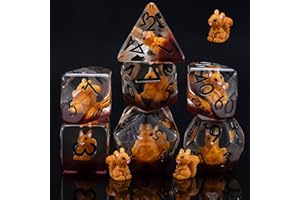 WEYANO D&D Dice Set, Squirrel Resin Polyhedral Dice for Dungeons and Dragons, RPG, MTG DND 7-DIE (D4, D6, D8, D10, D12, D20, D%)