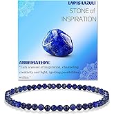 Natural Faceted Crystal Bracelet for Women,4mm Gemstone Round Beads Bracelets Adjustable Stretchy Healing Crystal Beads Bracelets Dainty Jewelry Gift