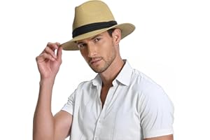 SAJUZEN Men's Straw Fedora Sun Hat Perfect for Summer Outings Panama Hat for Men