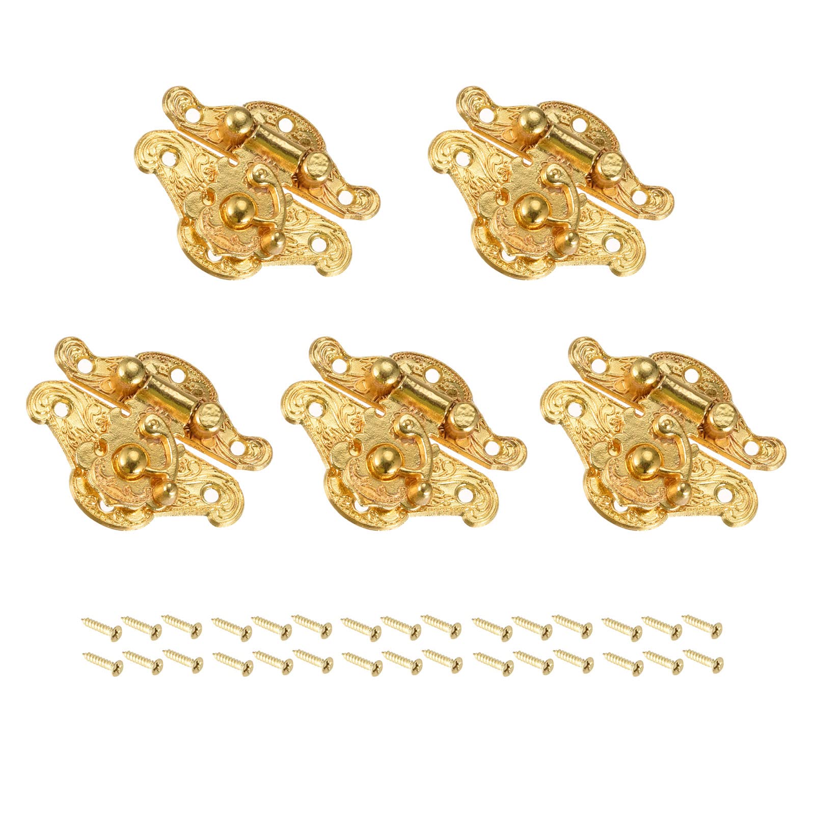 METALLIXITY Toggle Catch Lock (37mm x 28mm) 5Pcs, Zinc Alloy Hasp Latches - for Cabinets Boxes Suitcases, Gold Tone