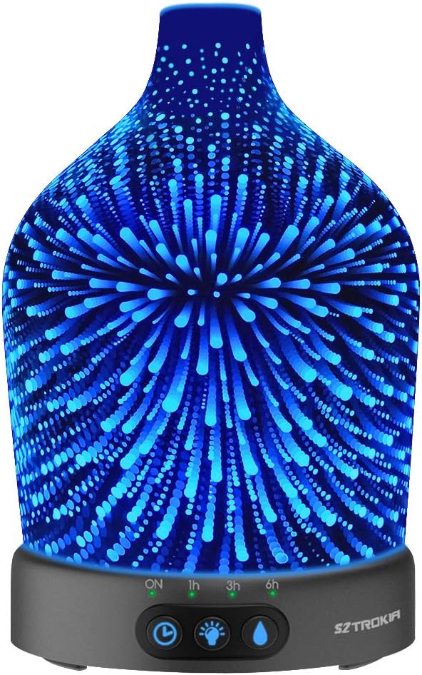 Essential Oil Diffuser, SZTROKIA 3D Galaxy Aromatherapy Diffuser,200ML Aroma Essential Oil Cool Mist Humidifier with 24 Color Changing,Metal Case Base,Waterless Auto Shut-off