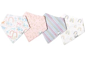 Copper Pearl Baby Bandana Bibs - 4 Pack Soft Cotton Baby Bibs for Drooling and Teething, Absorbent Drool Bibs for Baby Girl and Boy, Adjustable to Fit Newborns to Toddlers, Tons of Styles (Whimsy)