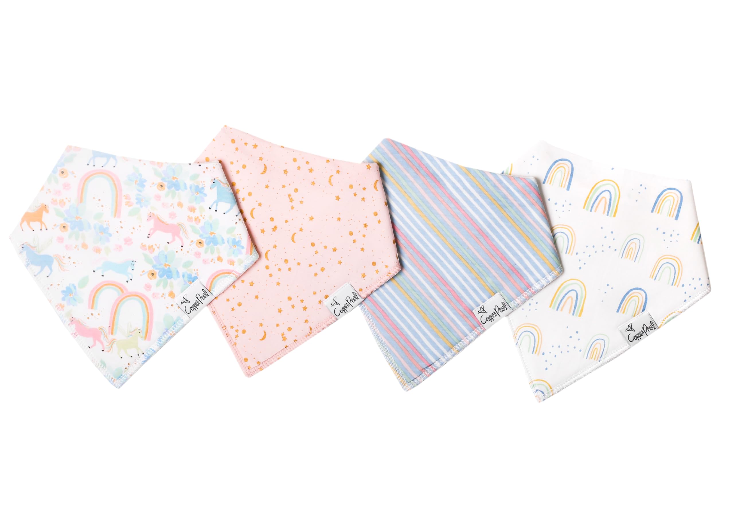 Copper Pearl Baby Bandana Bibs for Drooling and Teething 4 Pack Gift Set "Whimsy"