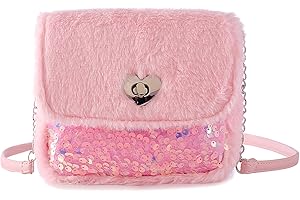AACKS Little Girls Small Crossbody Bag with Adjustable Strap Fluffy Purse Fluffy Wallet