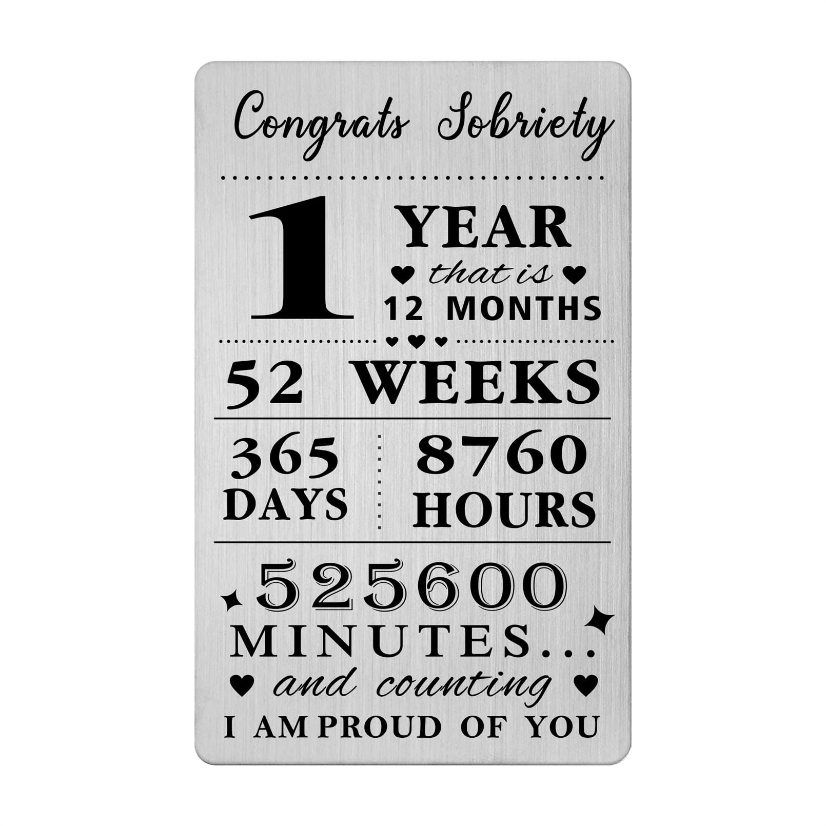 Gezxin 1 Year Sobriety Gifts For Men Women- Congratulations 1 Year Sober Card for Him Her- Personalised Sobriety One Day At A Time Presents Stainless Steel